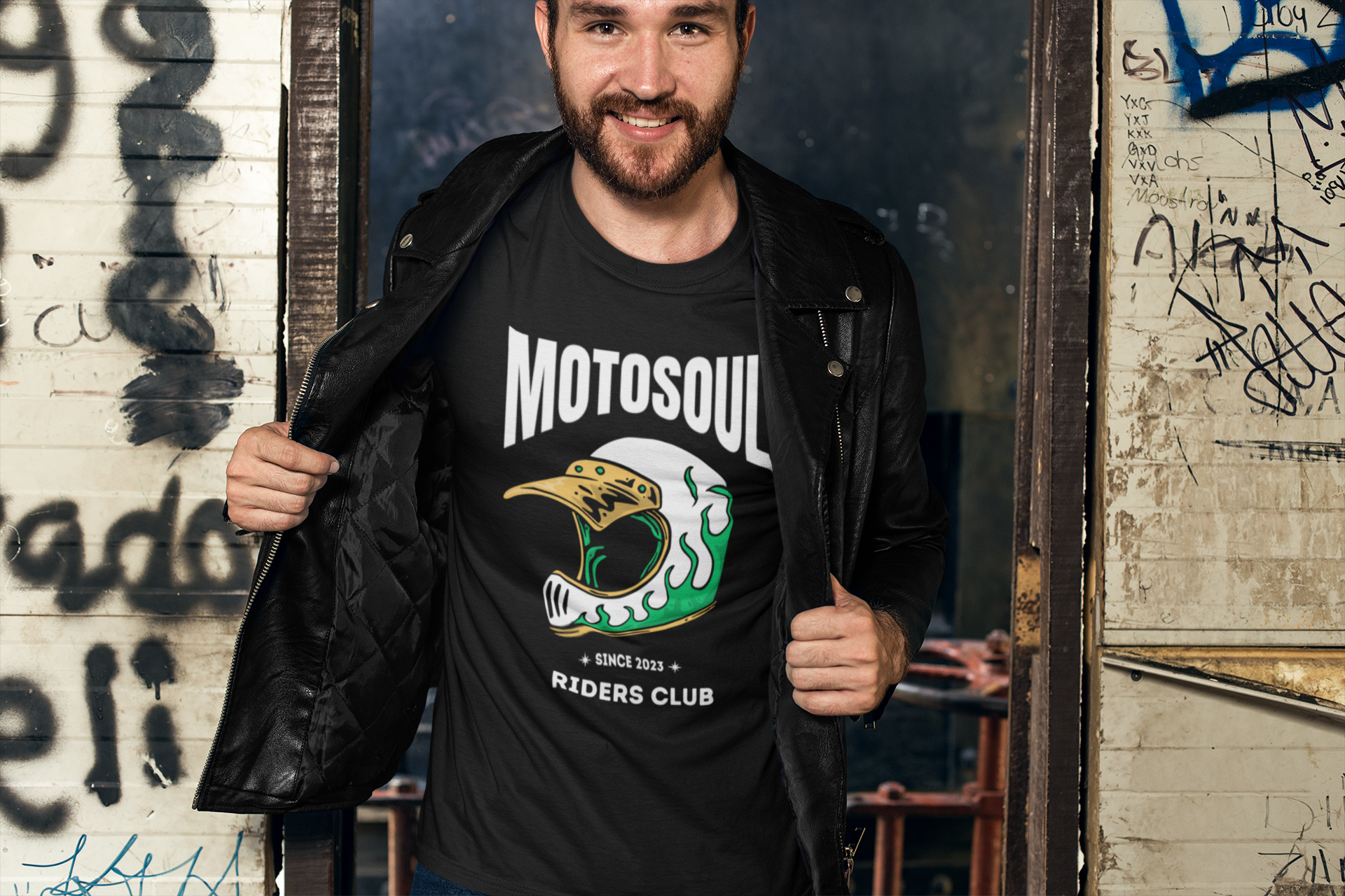 Motosoul Green Headgear Rider's Club T-shirt (Black)