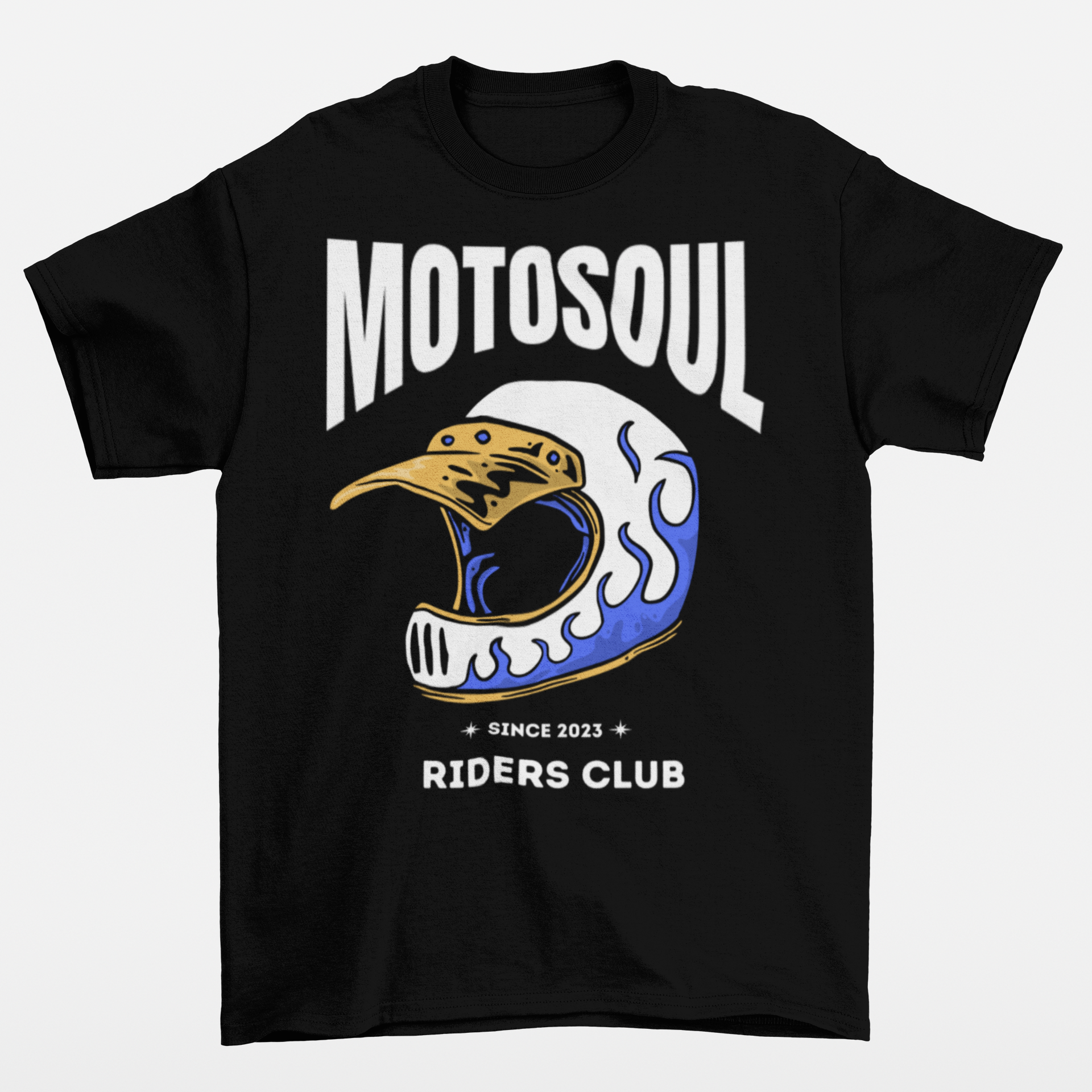 Motosoul Royal Blue Headgear Rider's Club T-shirt (Black)