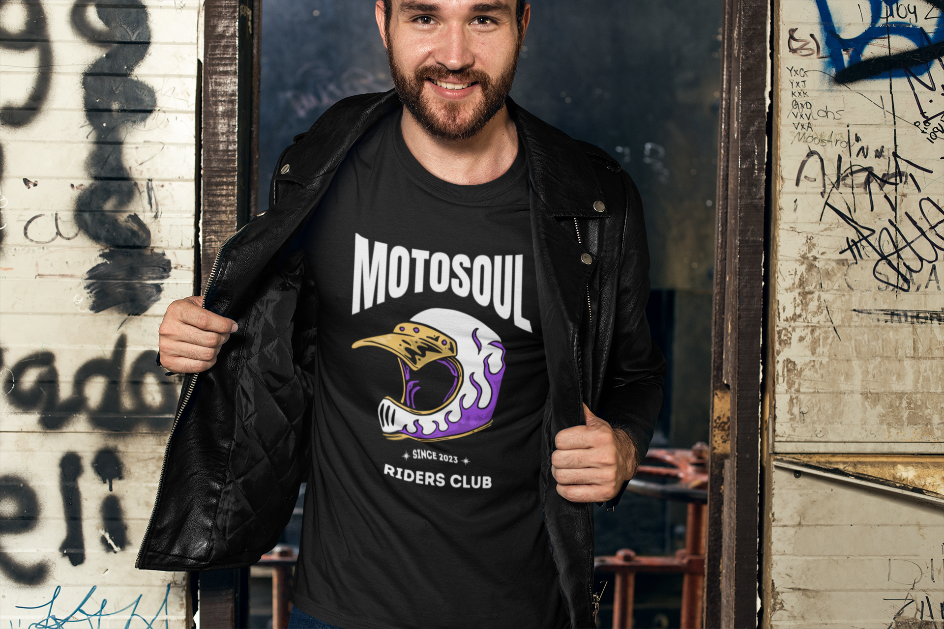 Motosoul Yellow Headgear Rider's Club T-shirt (Black)