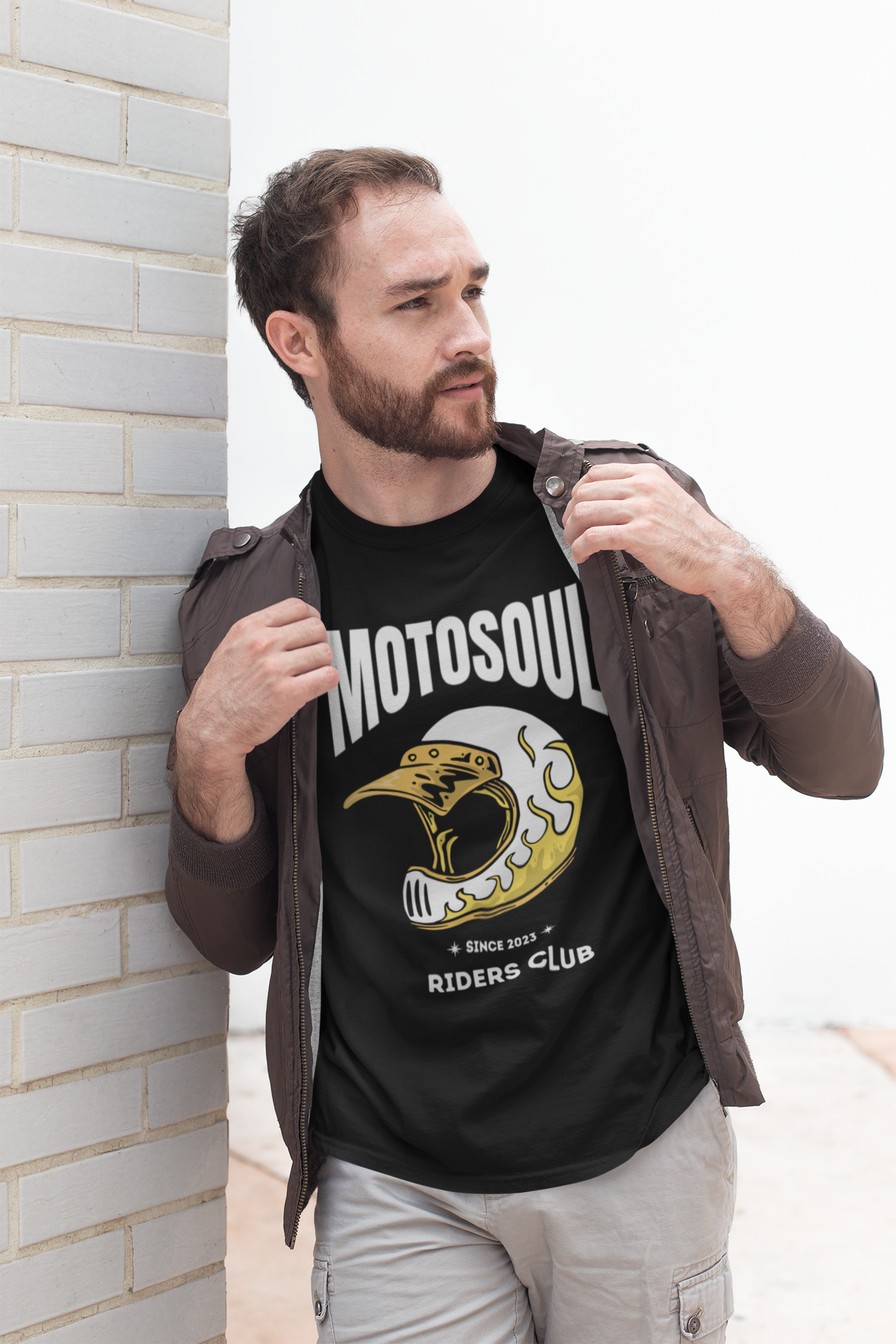 Motosoul Yellow Headgear Rider's Club T-shirt (Black)