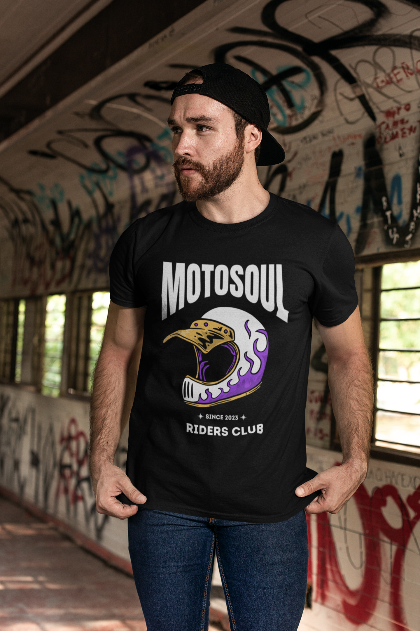 Motosoul Purple Headgear Rider's Club T-shirt (Black)